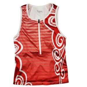 Sugoi Red & White Sleeveless Cycling Jersey Technical Top 1/4 Zip Women's Size M